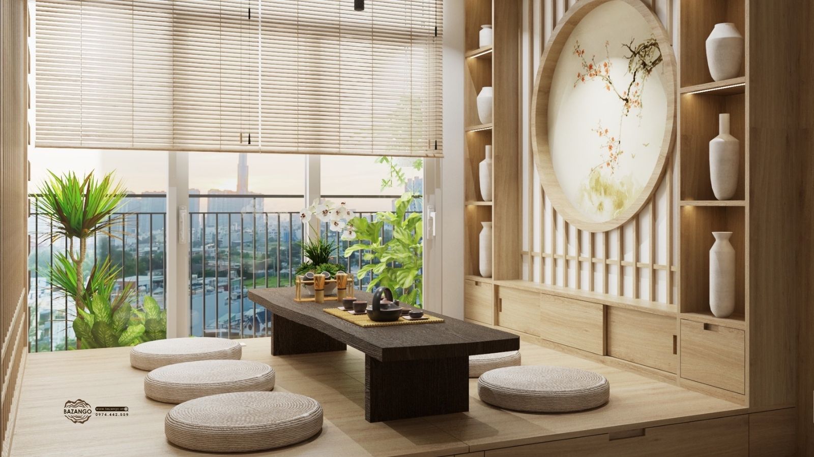 Không gian thưởng trà phong cách Wabi Sabi