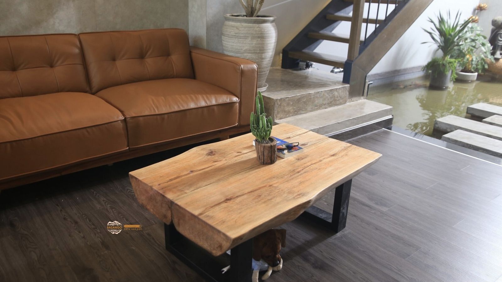 Bàn sofa gỗ chân sắt