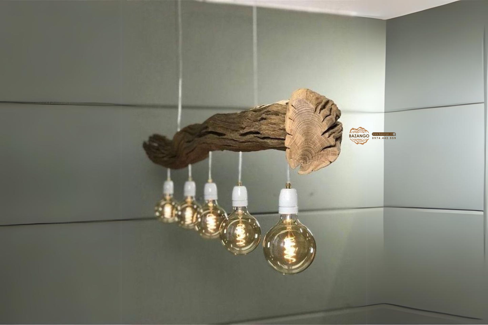 Đèn trần gỗ mộc