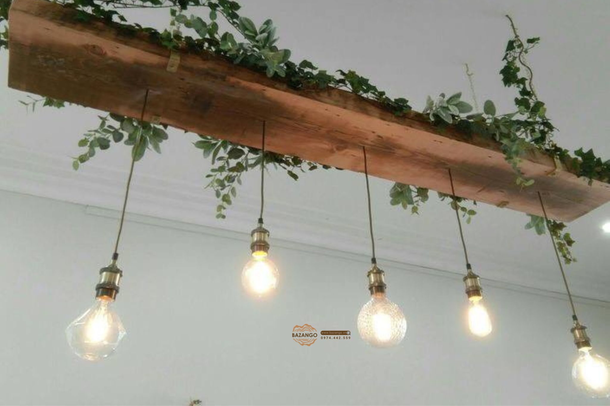 Đèn trần gỗ mộc