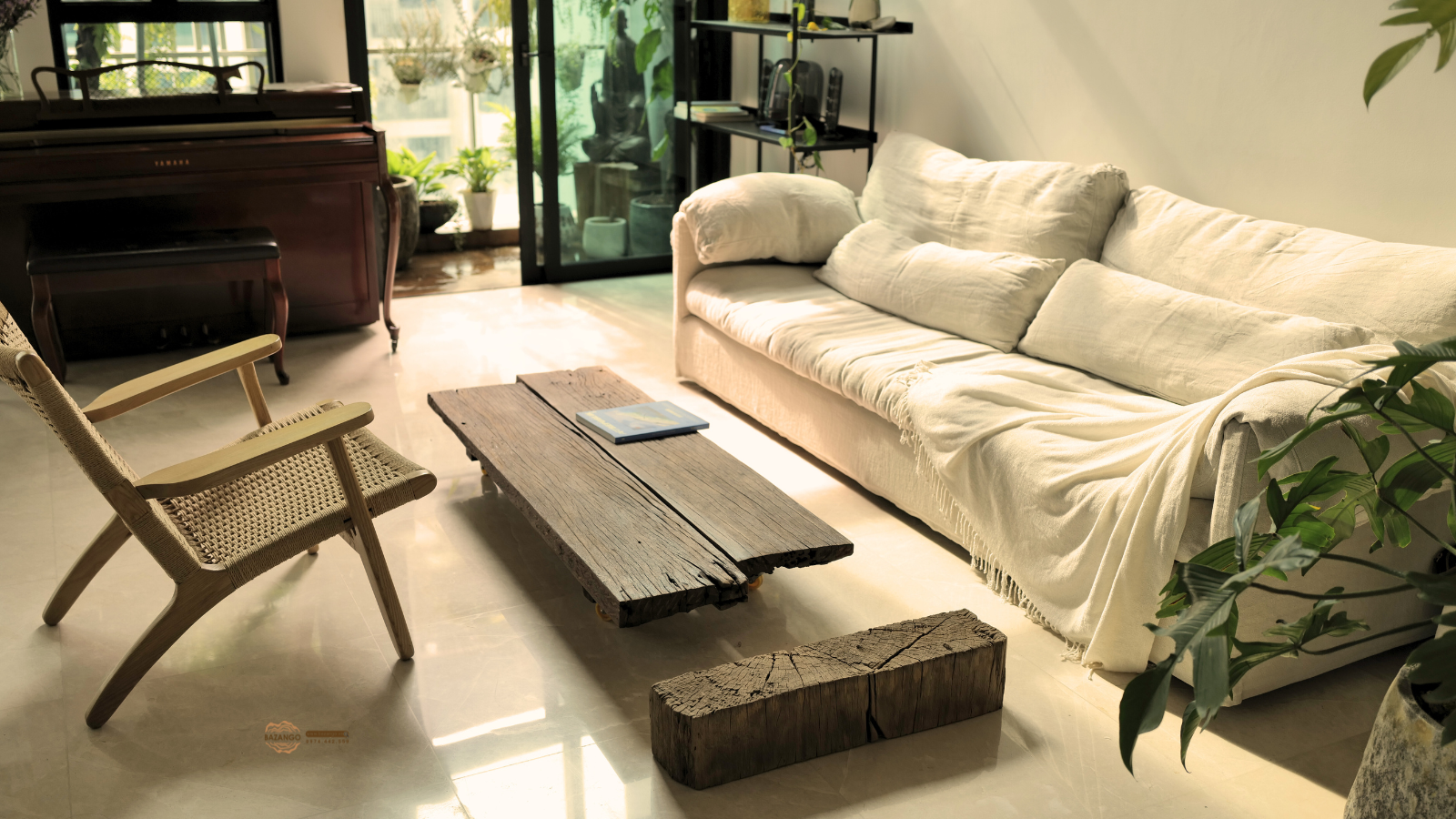 Bàn trà gỗ tự nhiên phong cách wabisabi