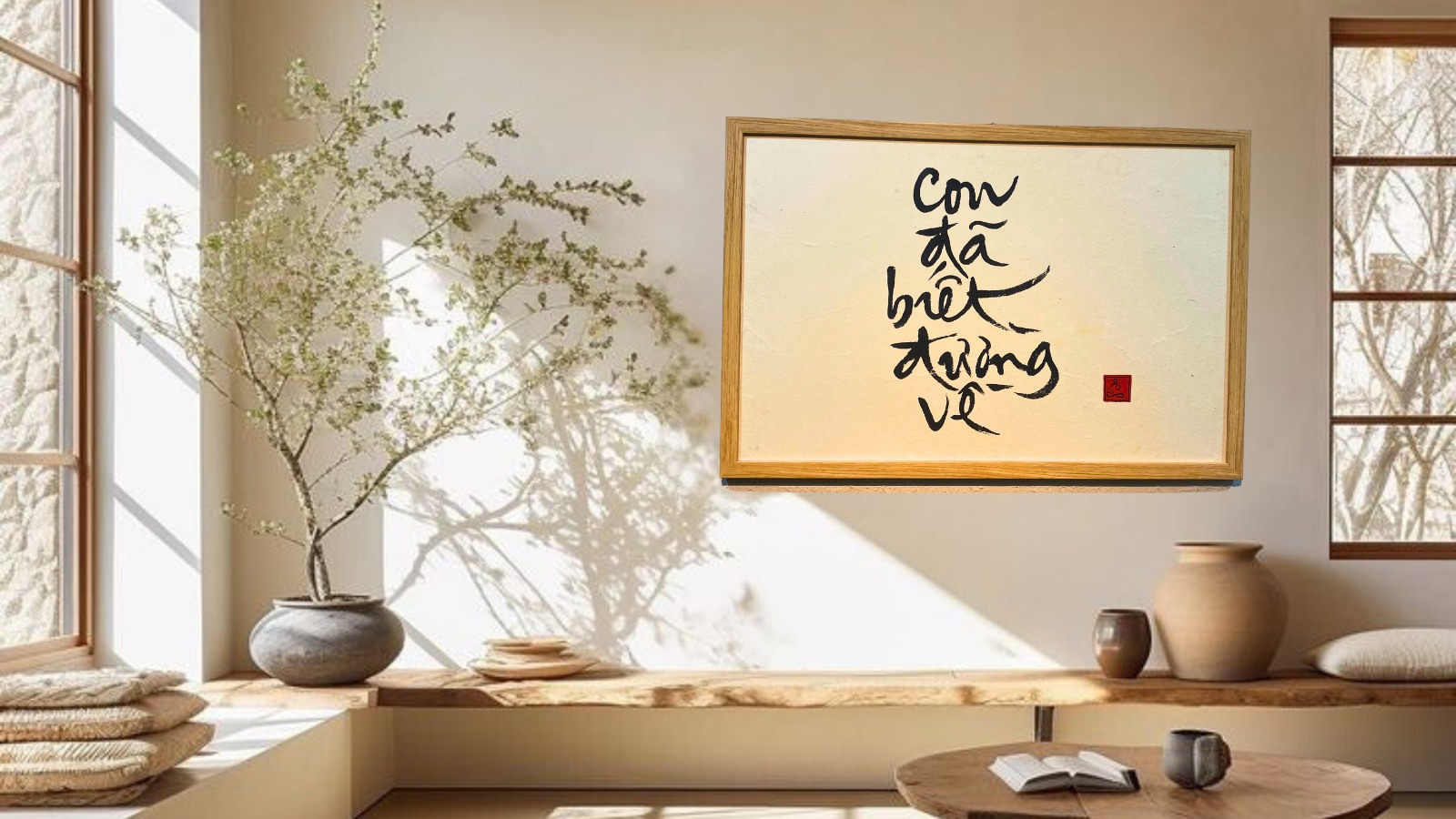 Tranh thư pháp con đã biết đường về