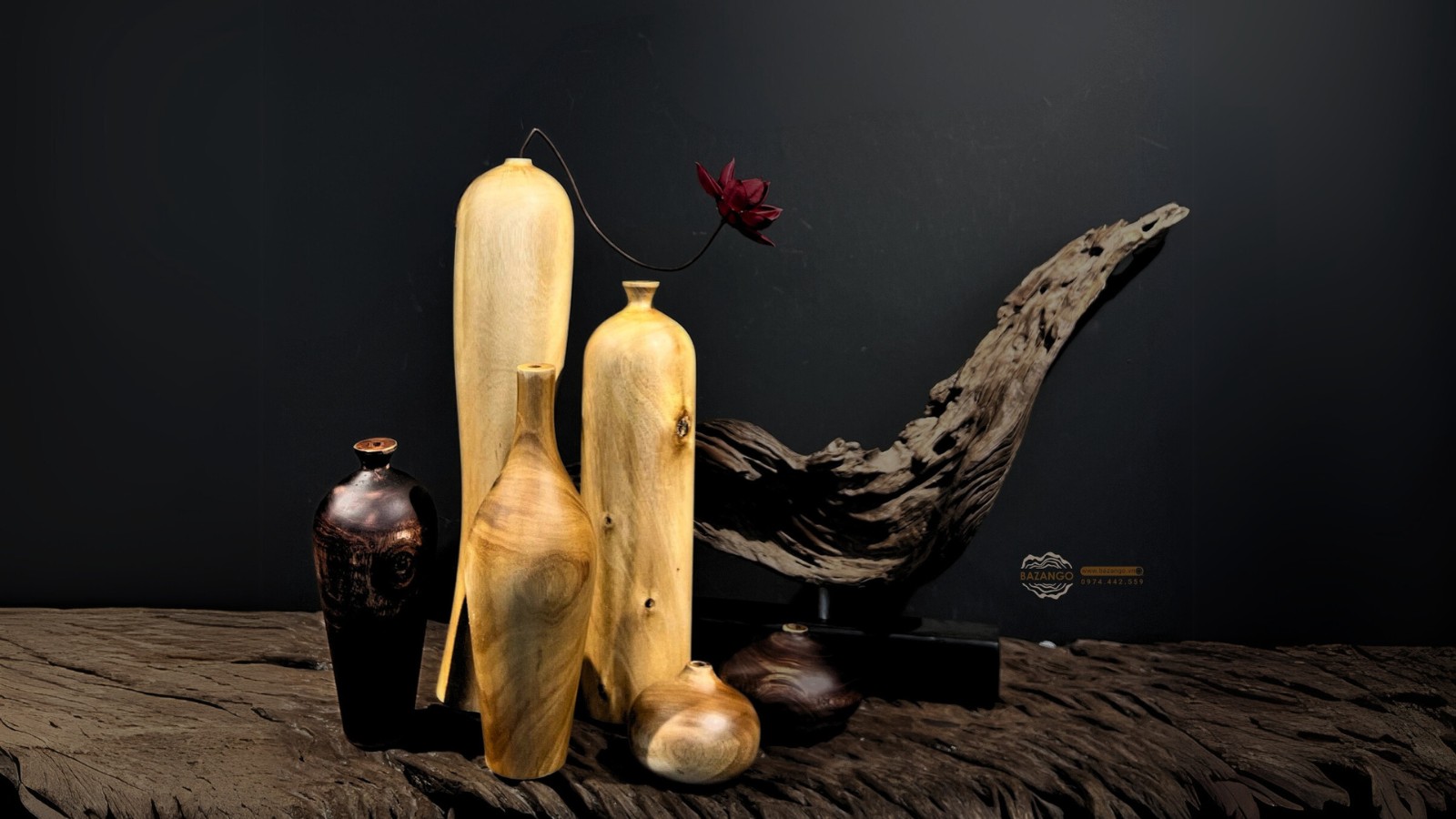 Bộ bình gỗ mộc