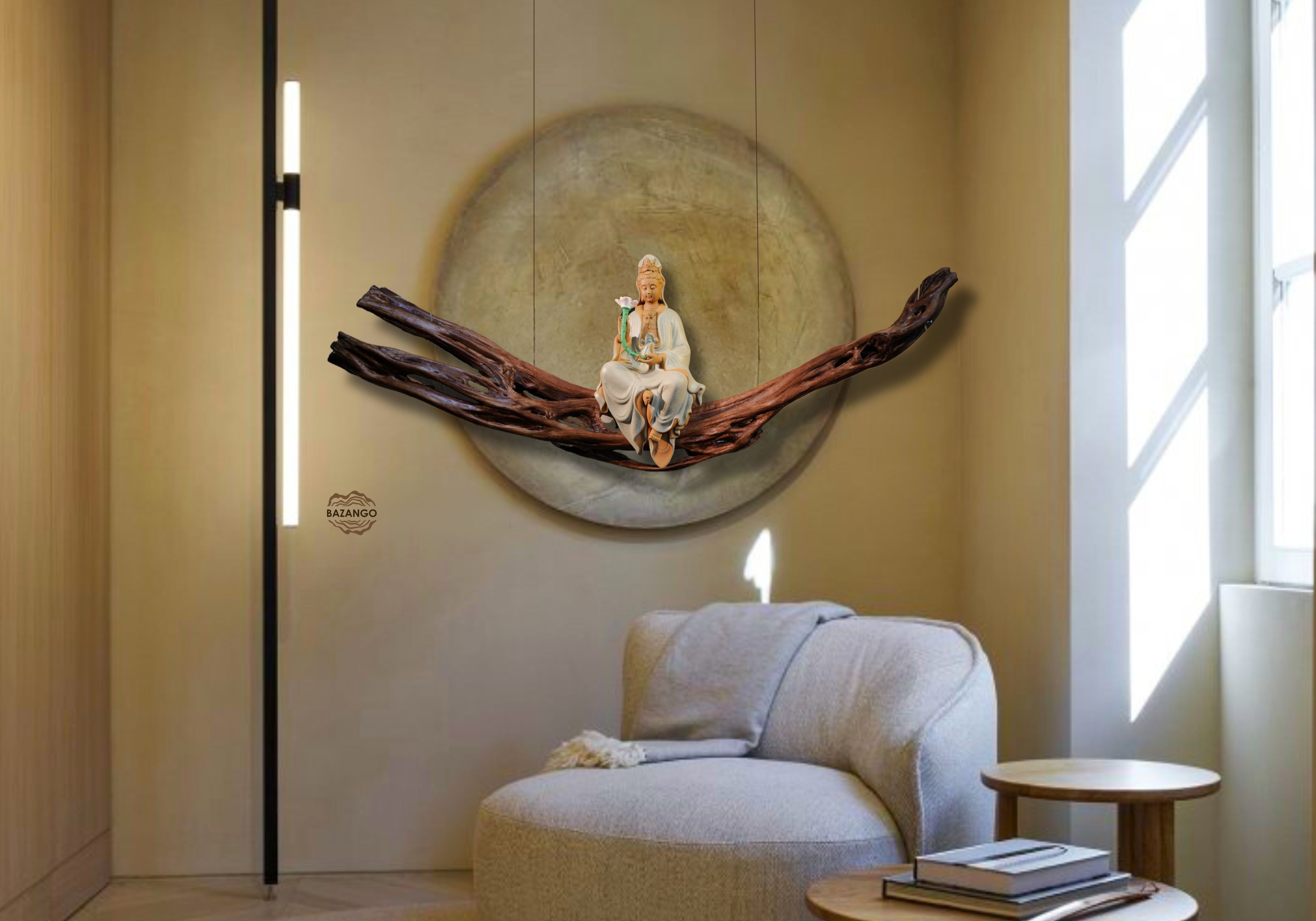 Tượng Phật ngồi trên gỗ lũa